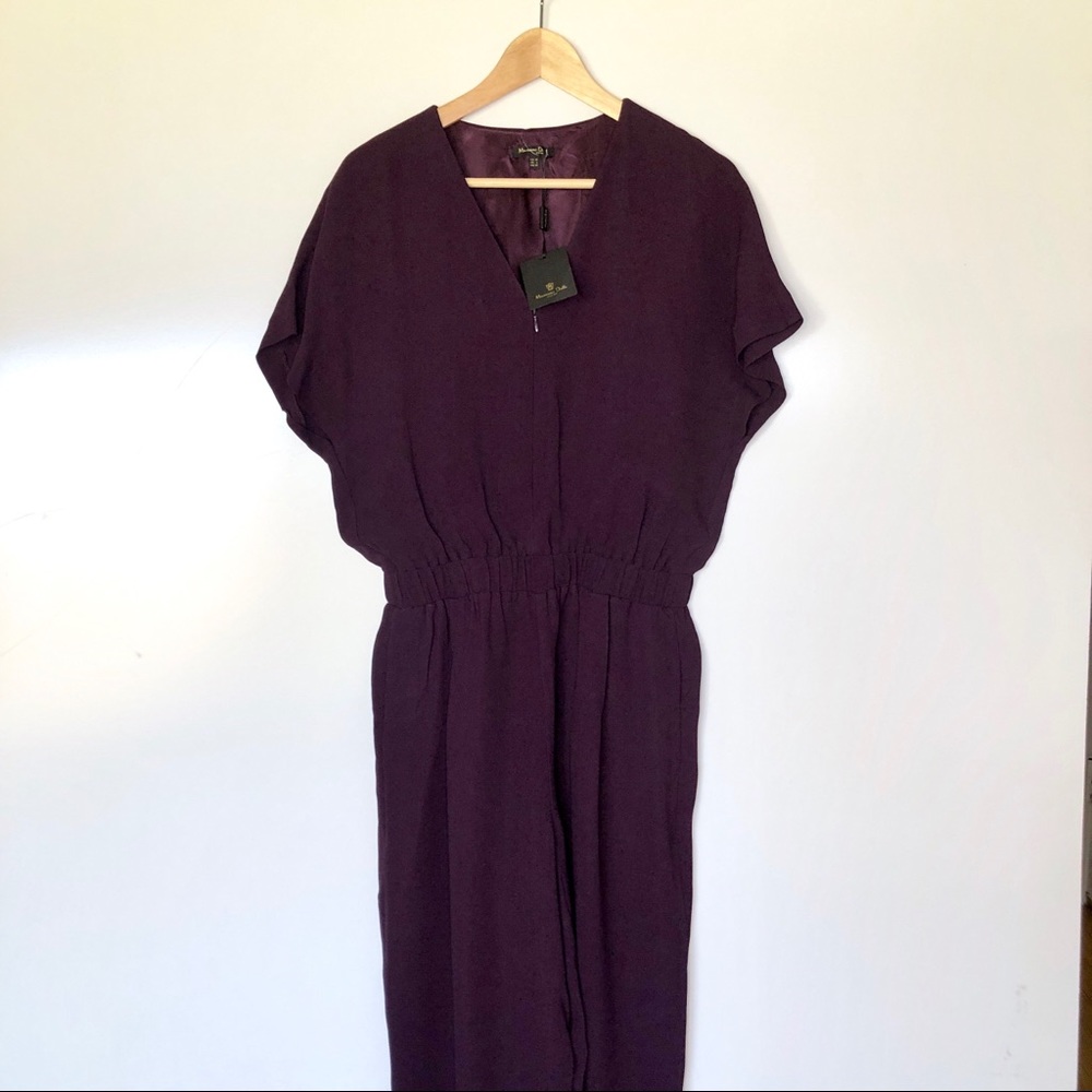 Massimo Dutti purple plum zip v neck jumpsuit NWT - Picture 3 of 8